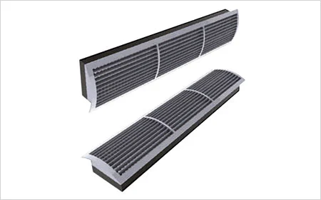 single deflection curved duct grilles and registers