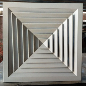 Square Diffuser - 4 Way Air Distribution HVAC Component